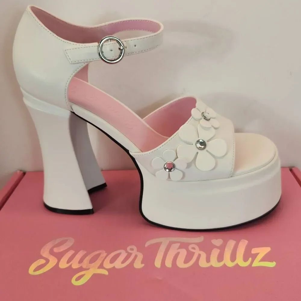 Dolls Kill - Sugar Thrillz Power Play Peep Toe Heels - Women's Size 9 Pistol 2